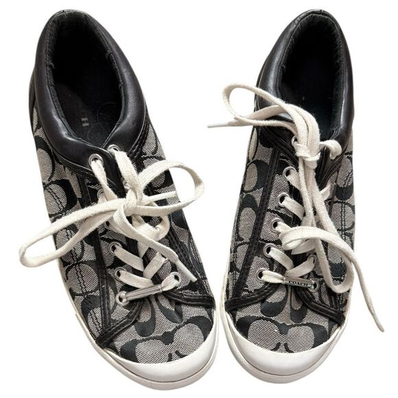 Coach Francesca Black & Gray Monogrammed Sneakers - Picture 1 of 6